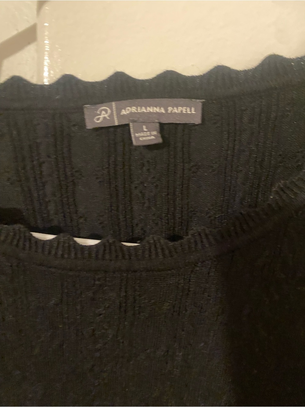 Adrianna Papell Black Scoop Neck Sweater with Gold Accent Buttons - Picture 2 of 5